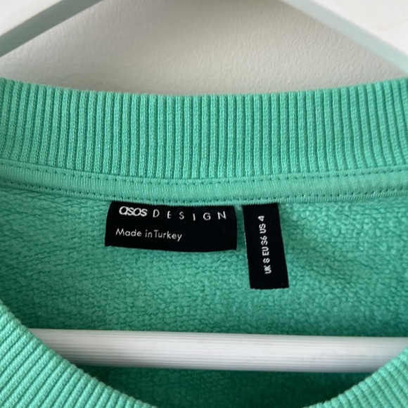 ASOS Design Amore Green Oversized Soft Crewneck Sweatshirt Sweater Size Small 4 - Picture 2 of 7